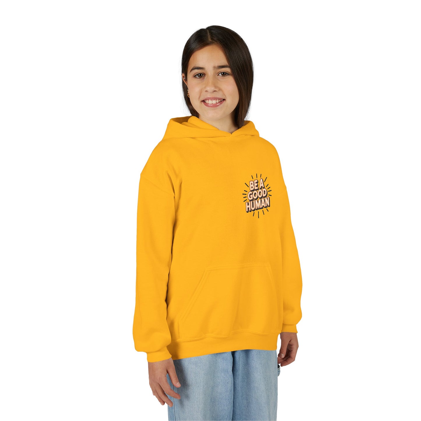 Youth Hoodie — "Be A Good Human" Positive Message Pullover