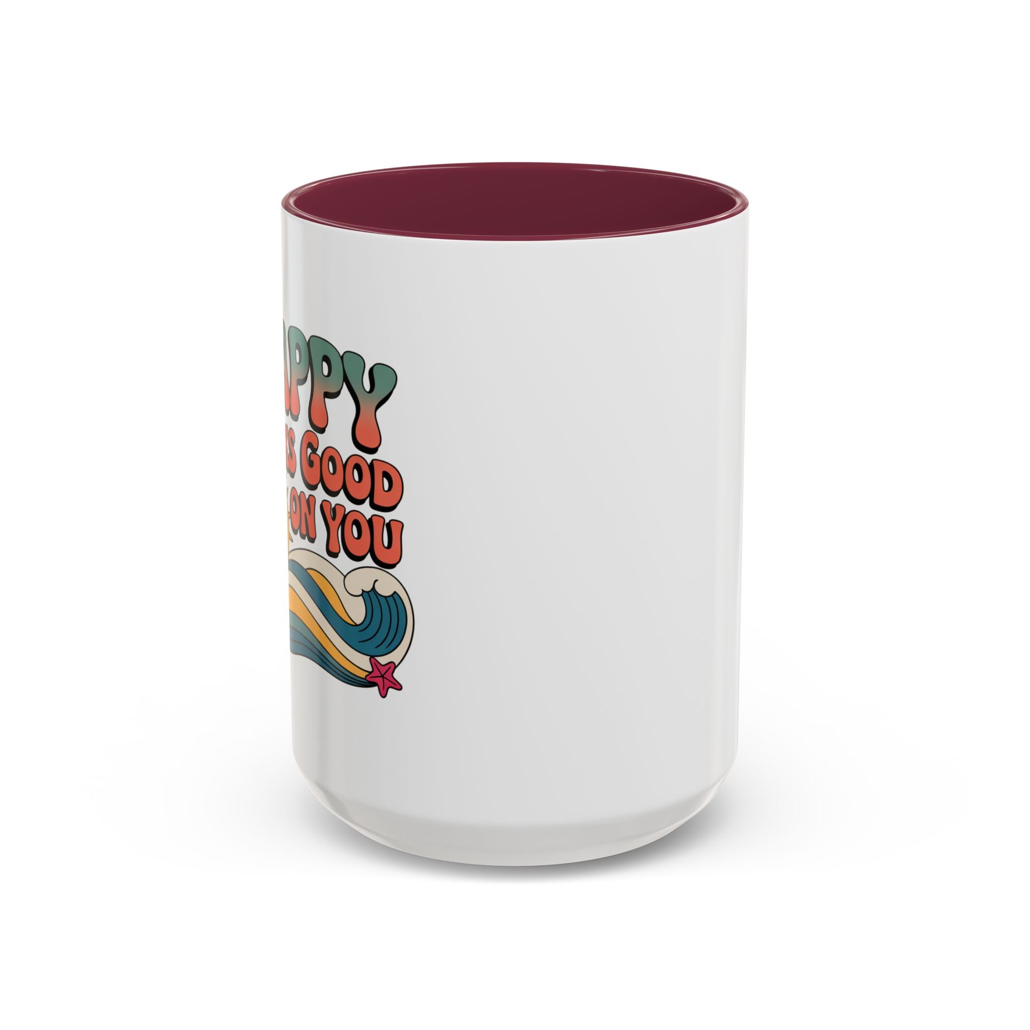 Retro 'Happy Looks Good on You' Colorful Ceramic Mug (11oz & 15oz)