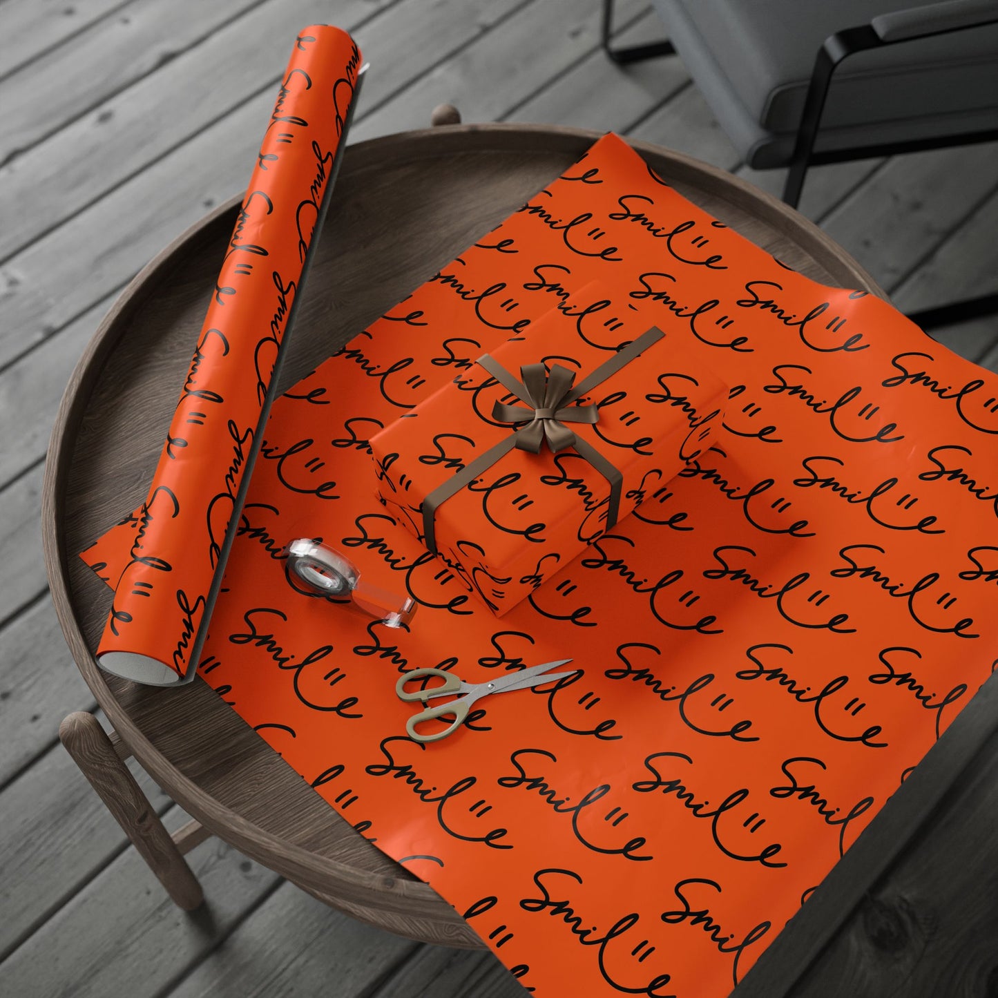 Orange/Black Smile Stylish Gift Wrapping Paper for Any Occasion