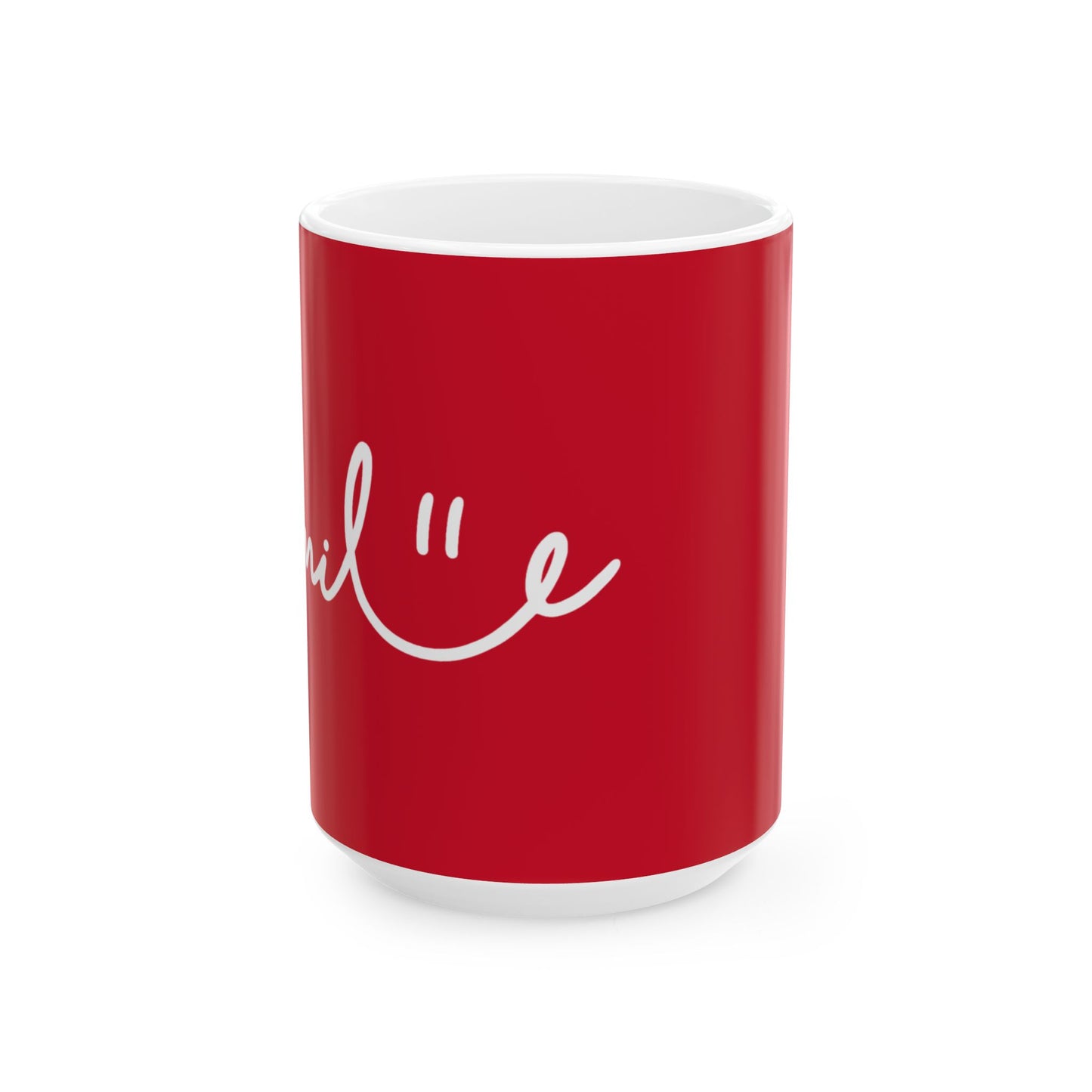 Dark Red/White Smile Ceramic Coffee Mug - 11oz & 15oz