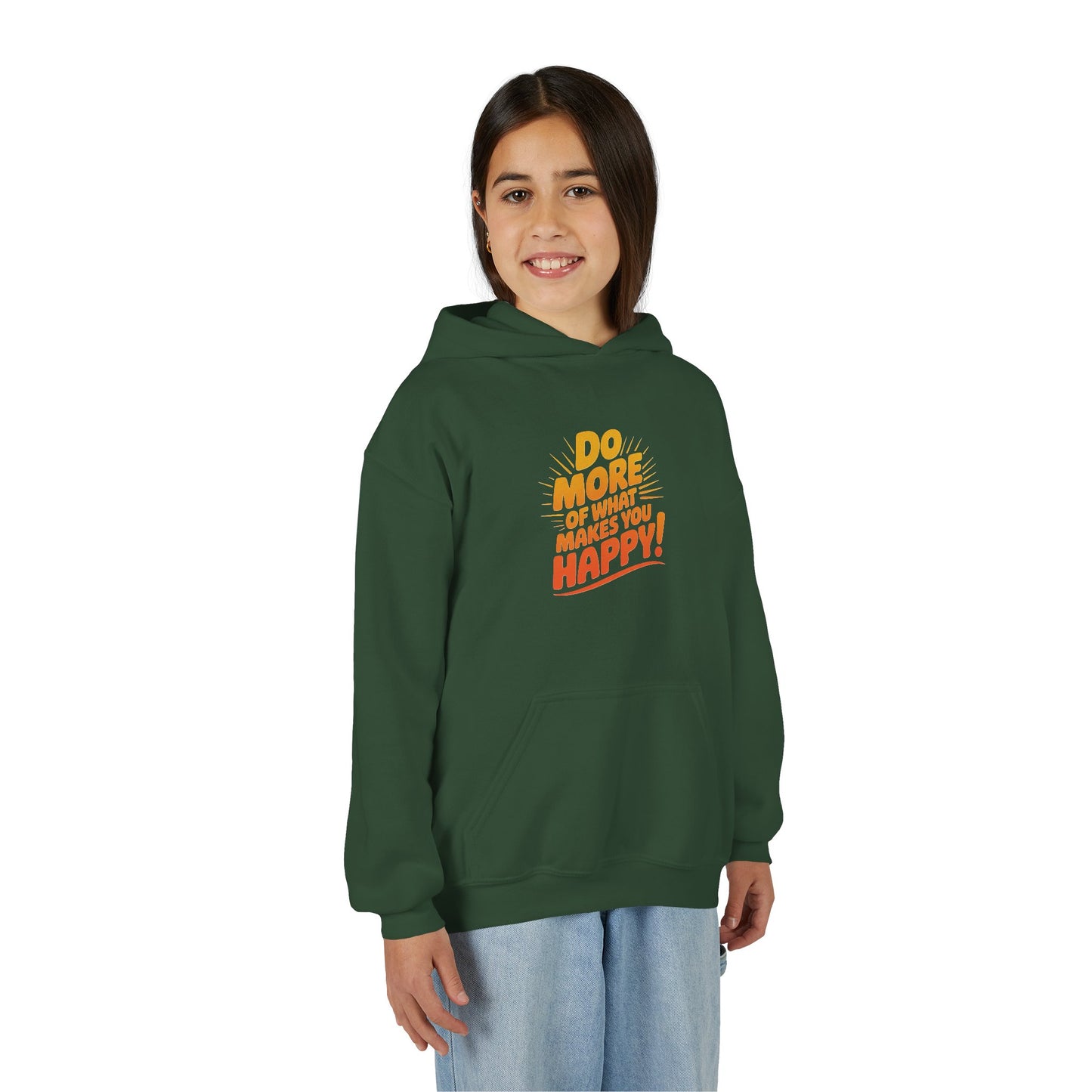 Youth Hoodie — "Do More of What Makes You Happy" Positive Graphic