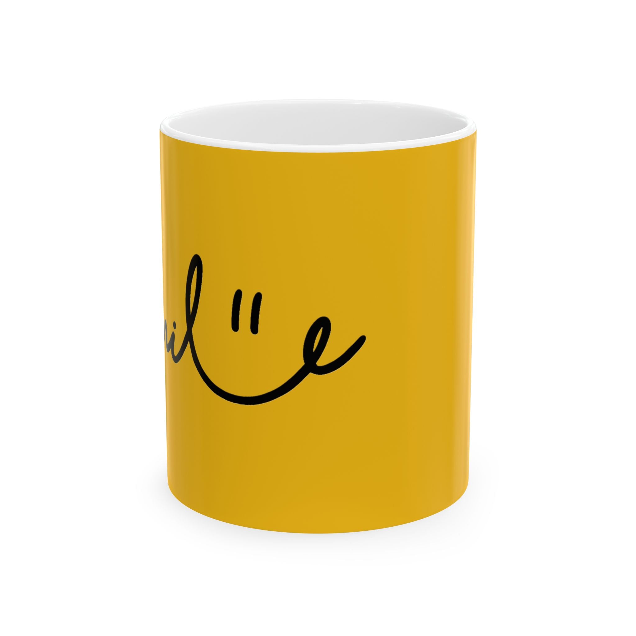 Yellow/Black Smile Ceramic Coffee Mug - 11oz & 15oz