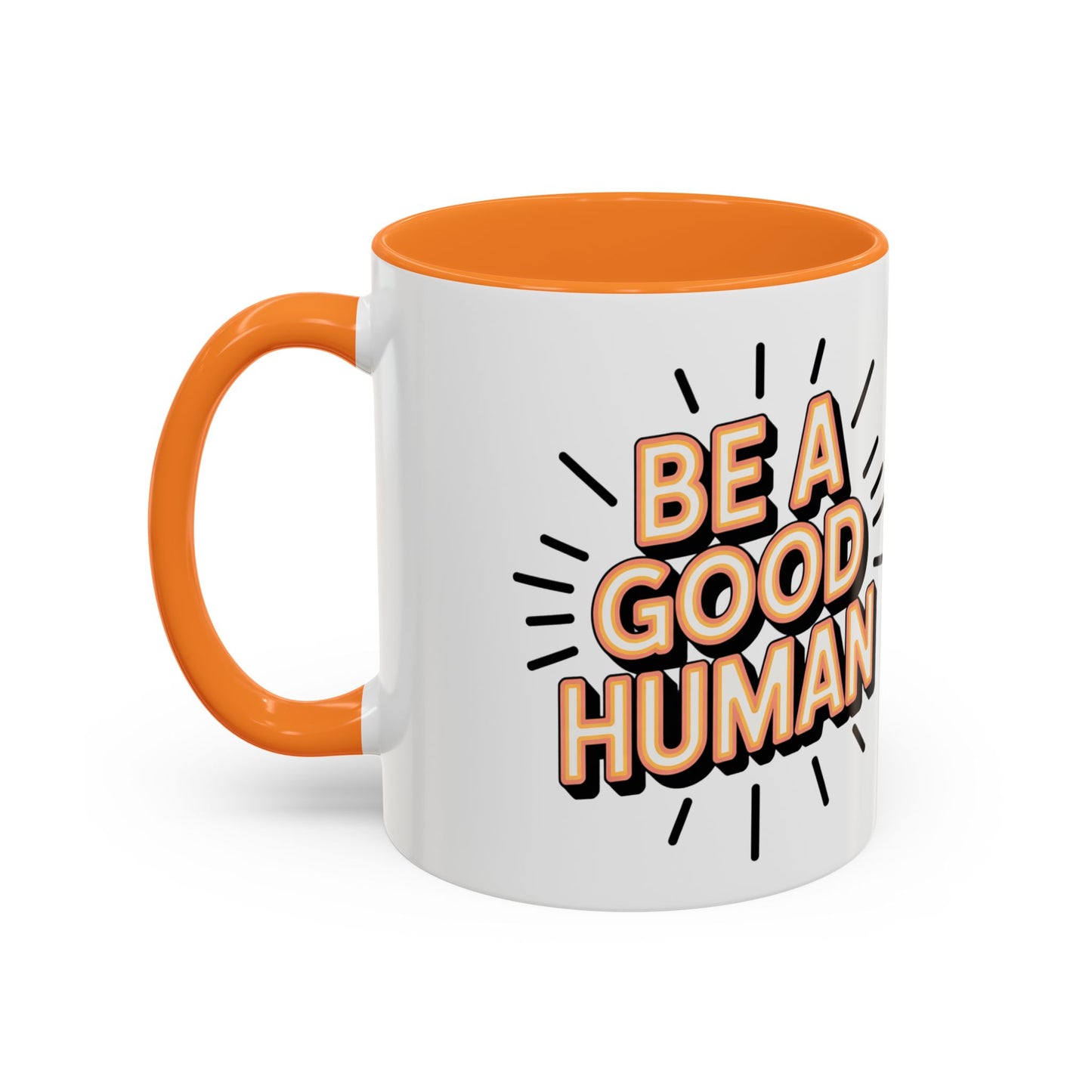 Ceramic Mug – "Be A Good Human" Retro Typography Coffee Cup (11oz & 15oz)