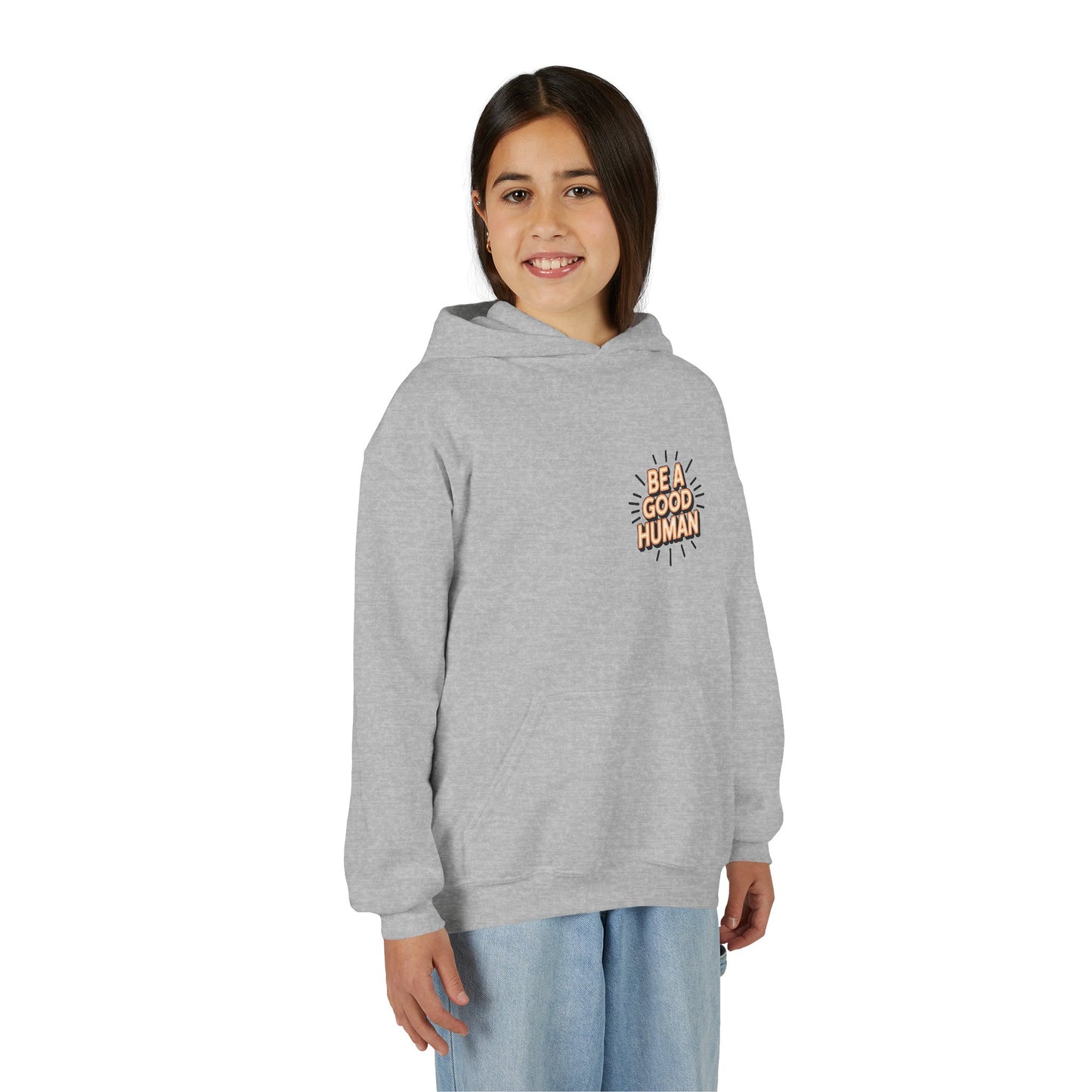 Youth Hoodie — "Be A Good Human" Positive Message Pullover
