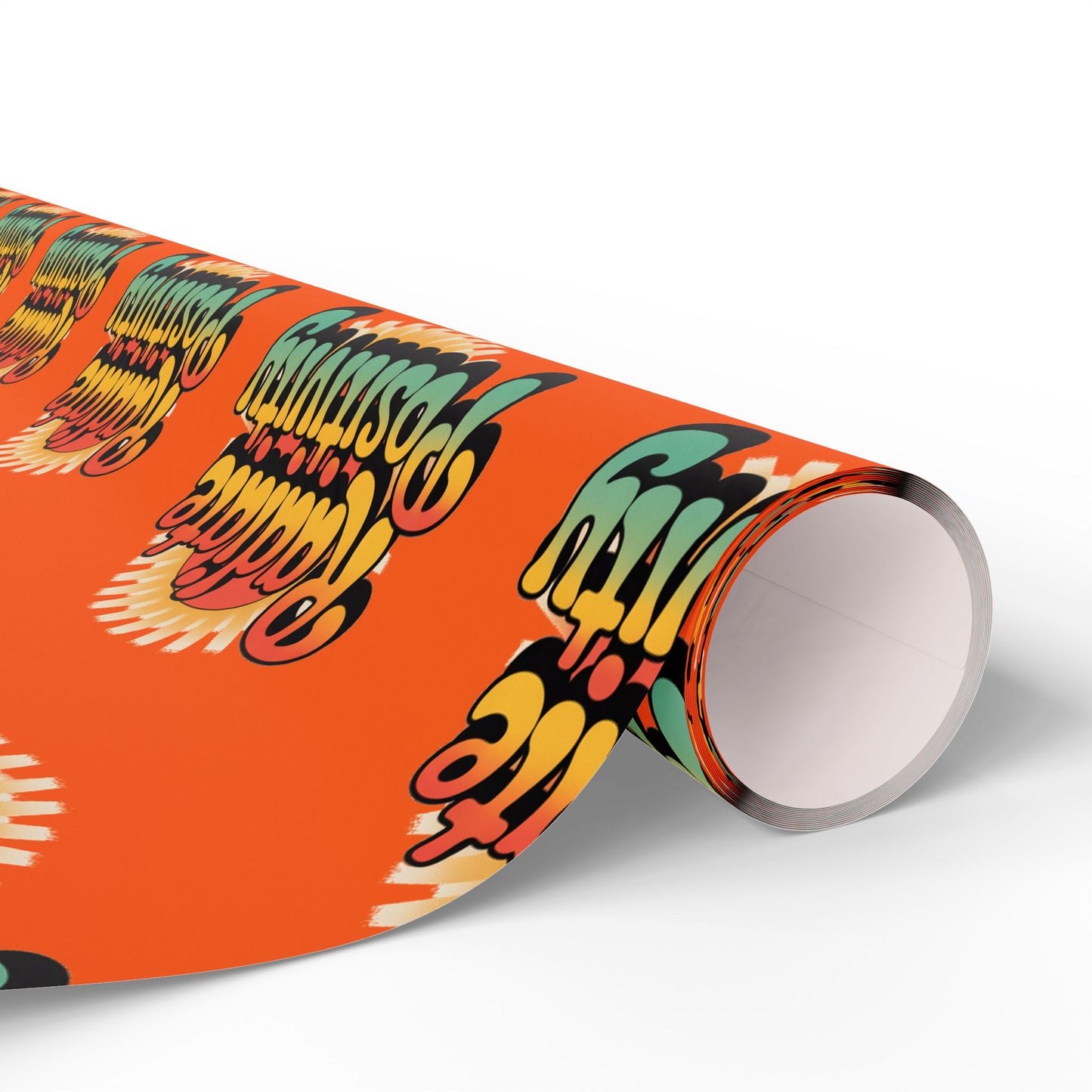 Orange Radiate Positivity Wrapping Paper for Celebrations
