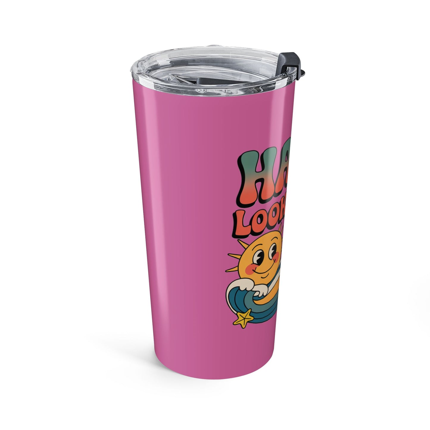 20oz Tumbler — "Happy Looks Good on You" Retro Smile Travel Cup