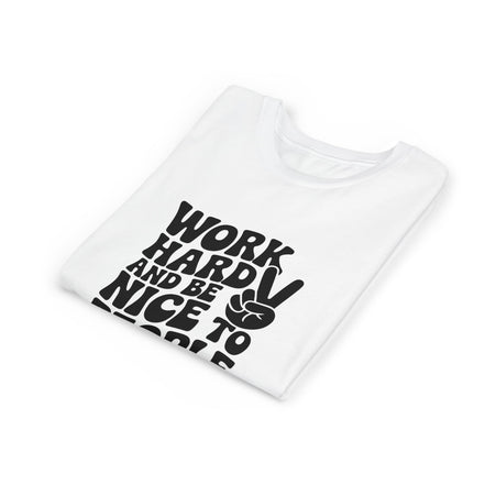Youth Tee – "Work Hard and Be Nice to People" Retro Peace Sign Kids T‑Shirt