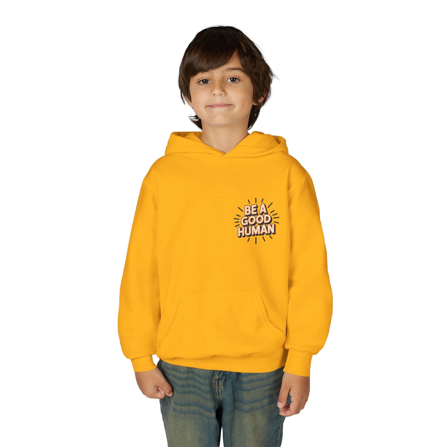 Youth Hoodie — "Be A Good Human" Positive Message Pullover