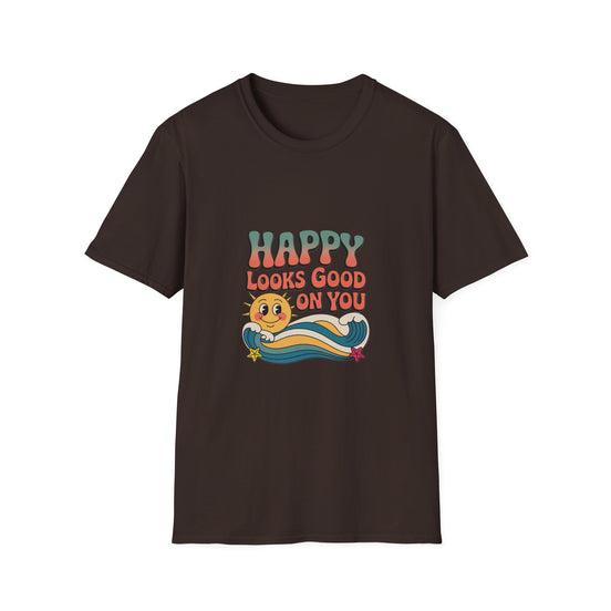 Happy Looks Good On You T-Shirt — Retro Sun Positive Graphic Tee