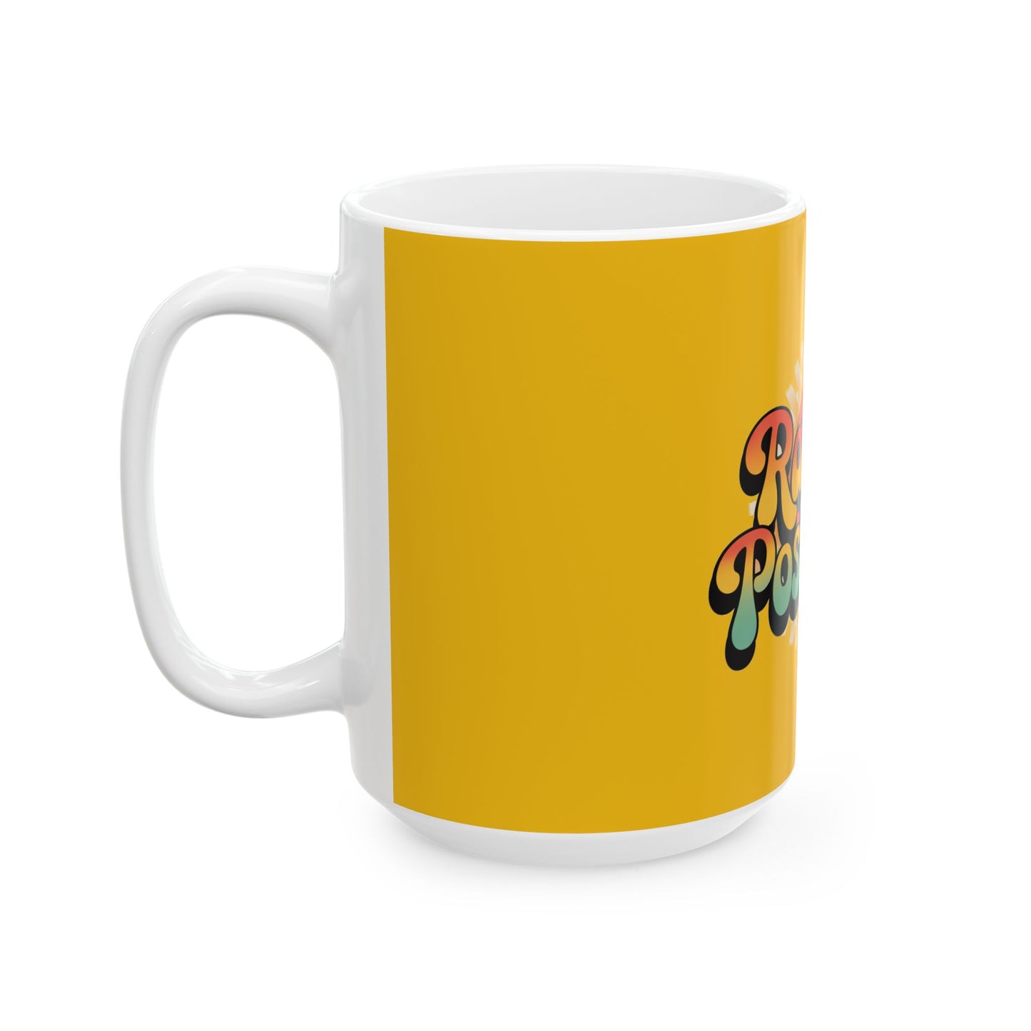 Yellow Radiate Positivity Ceramic Coffee Mug,  11oz & 15oz