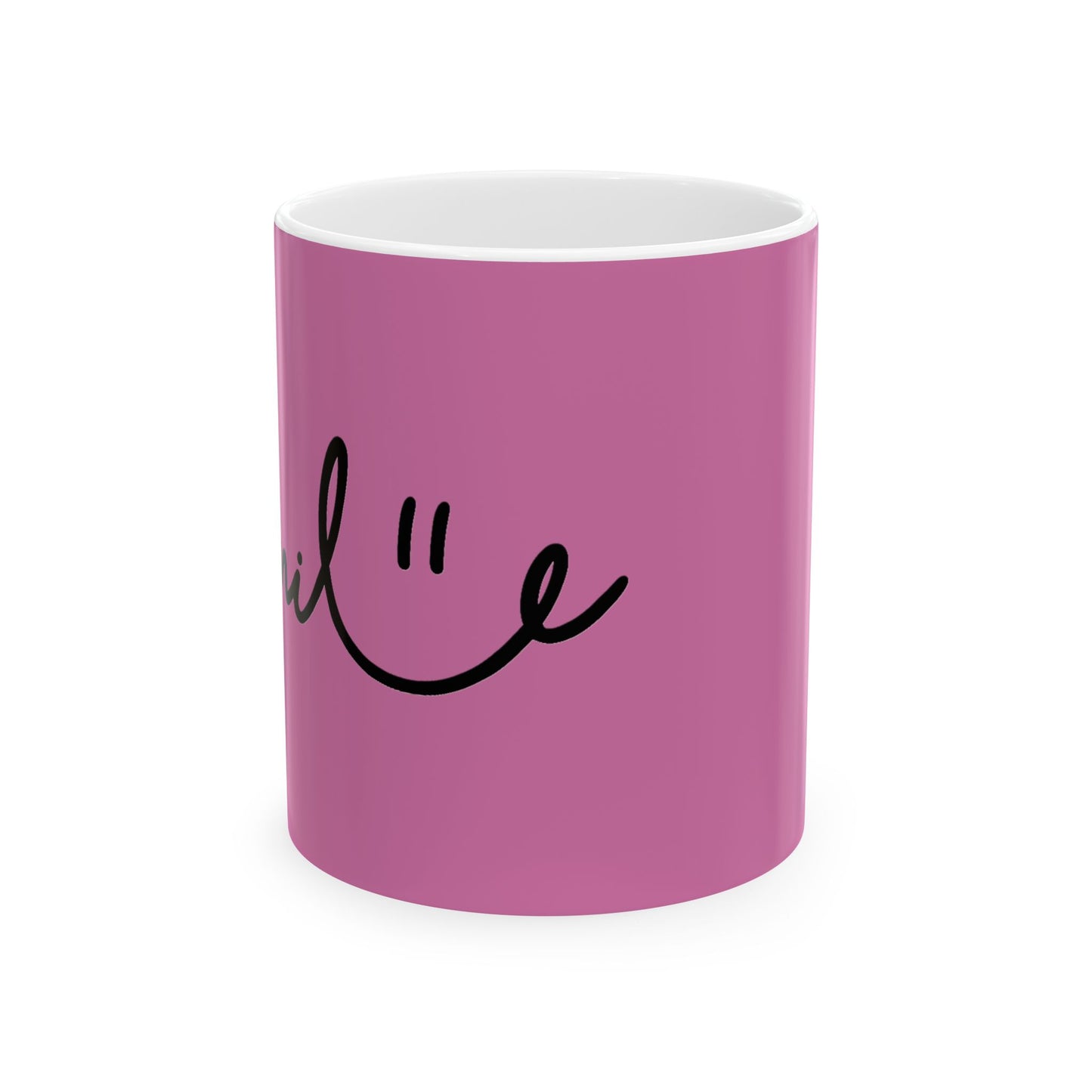 Light Pink/Black Smile Ceramic Coffee Mug - 11oz & 15oz