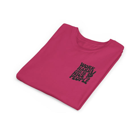 Youth Tee – "Work Hard and Be Nice to People" Retro Peace Sign Kids T‑Shirt