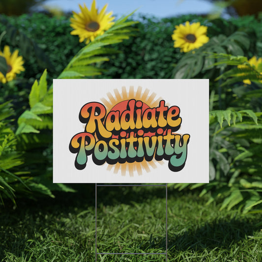 White Radiate Positivity Yard Sign
