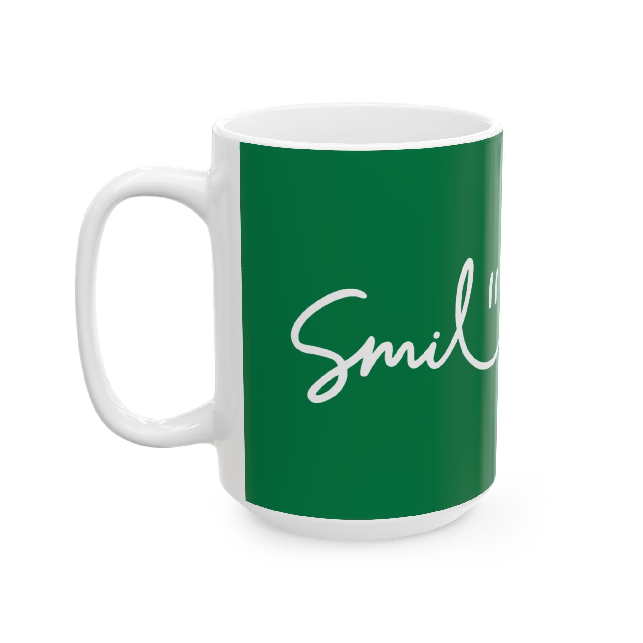 Green/White Smile Ceramic Coffee Mug - 11oz & 15oz