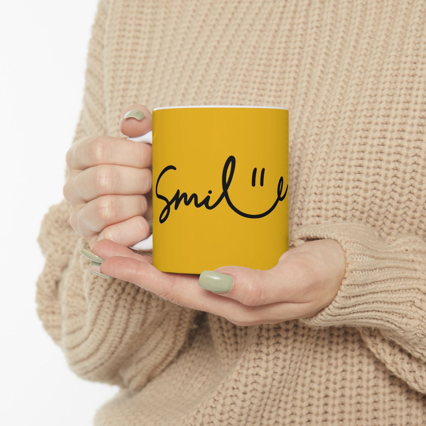 Yellow/Black Smile Ceramic Coffee Mug - 11oz & 15oz