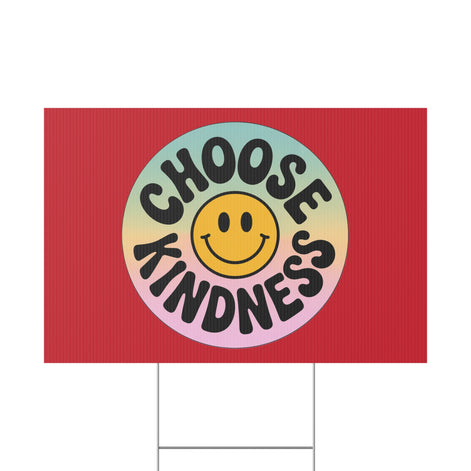 Dark Red of Joyful Choose Kindness Plastic Yard Sign