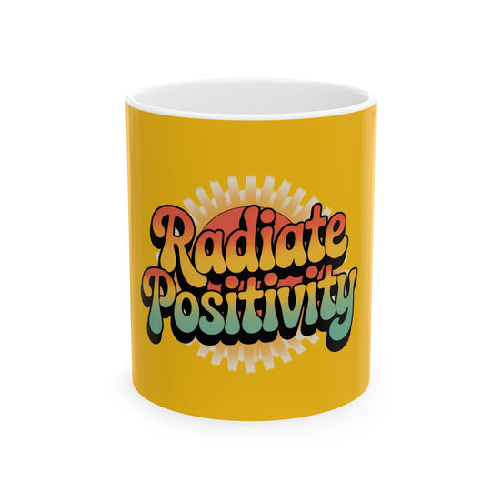 Yellow Radiate Positivity Ceramic Coffee Mug,  11oz & 15oz