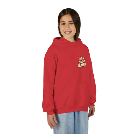 Youth Hoodie — "Be A Good Human" Positive Message Pullover