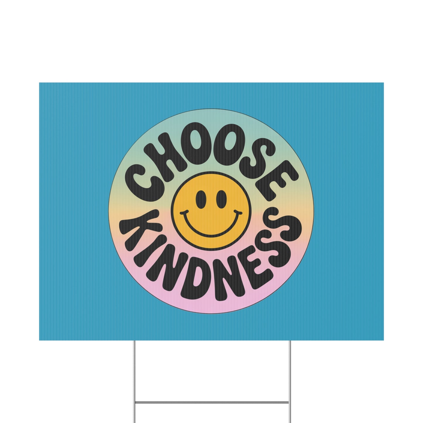 Turquoise Joyful Choose Kindness Plastic Yard Sign
