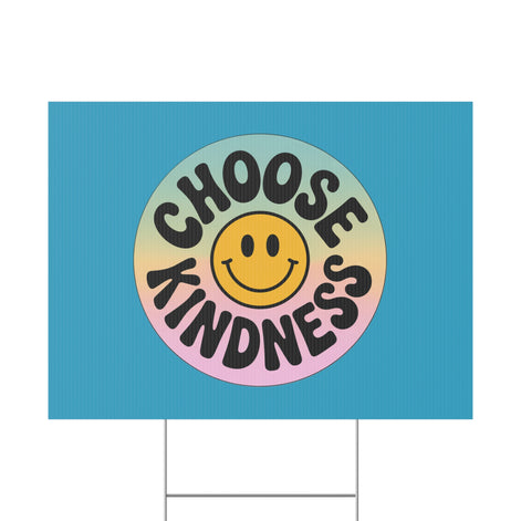 Turquoise Joyful Choose Kindness Plastic Yard Sign