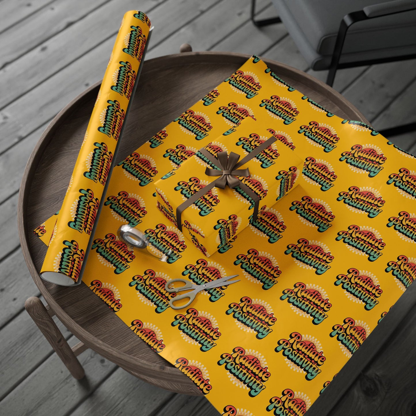Yellow Radiate Positivity Wrapping Paper for Celebrations