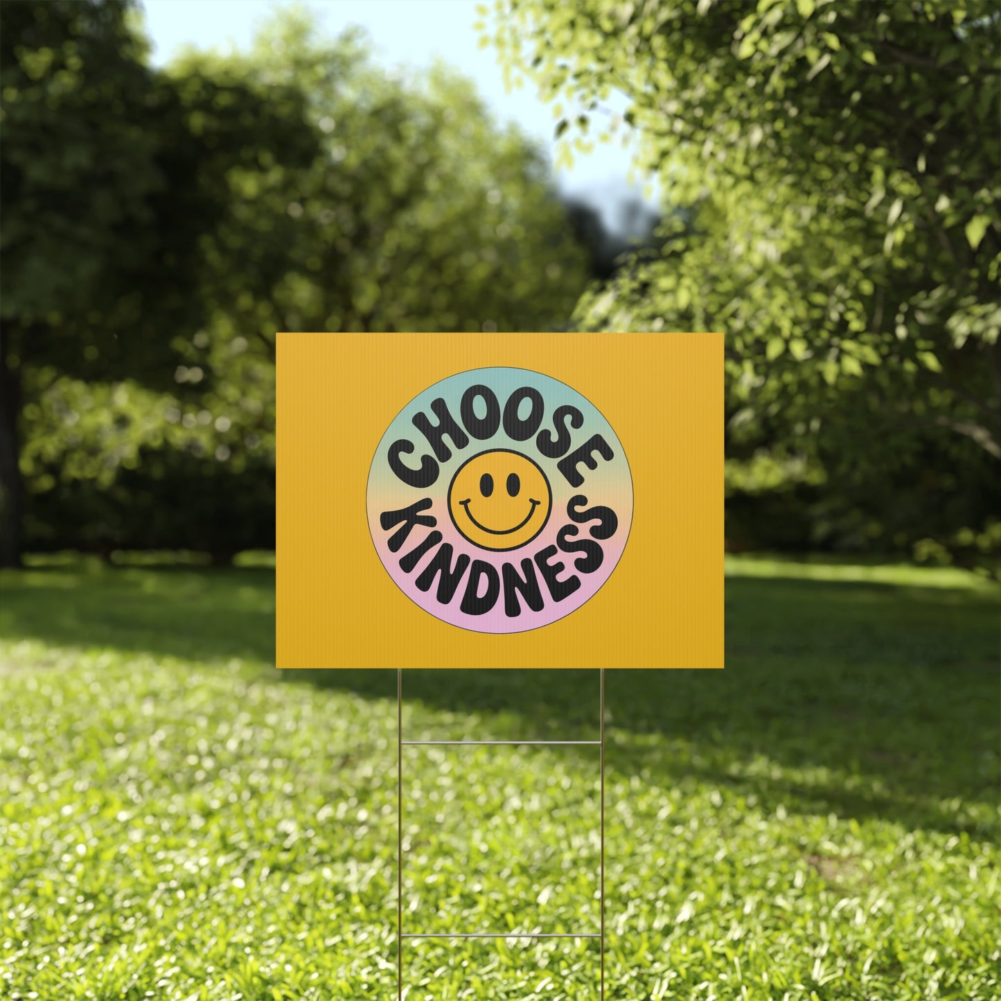 Yellow Joyful Choose Kindness Plastic Yard Sign