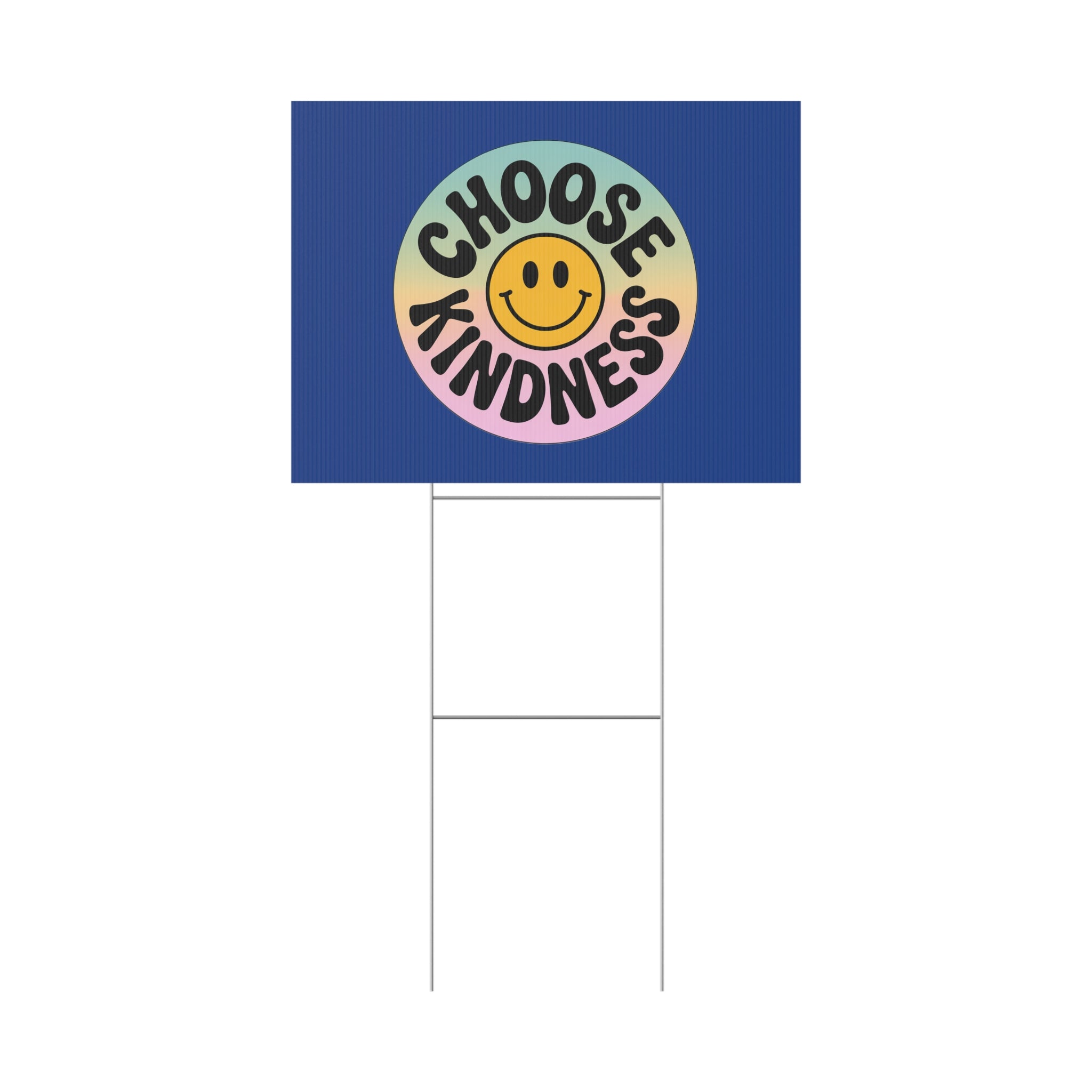 Dark Blue Joyful Choose Kindness Plastic Yard Sign