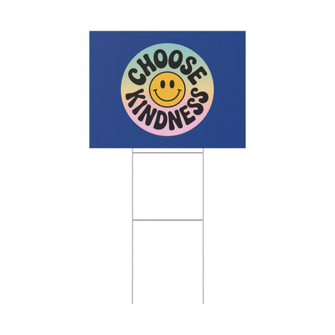 Dark Blue Joyful Choose Kindness Plastic Yard Sign