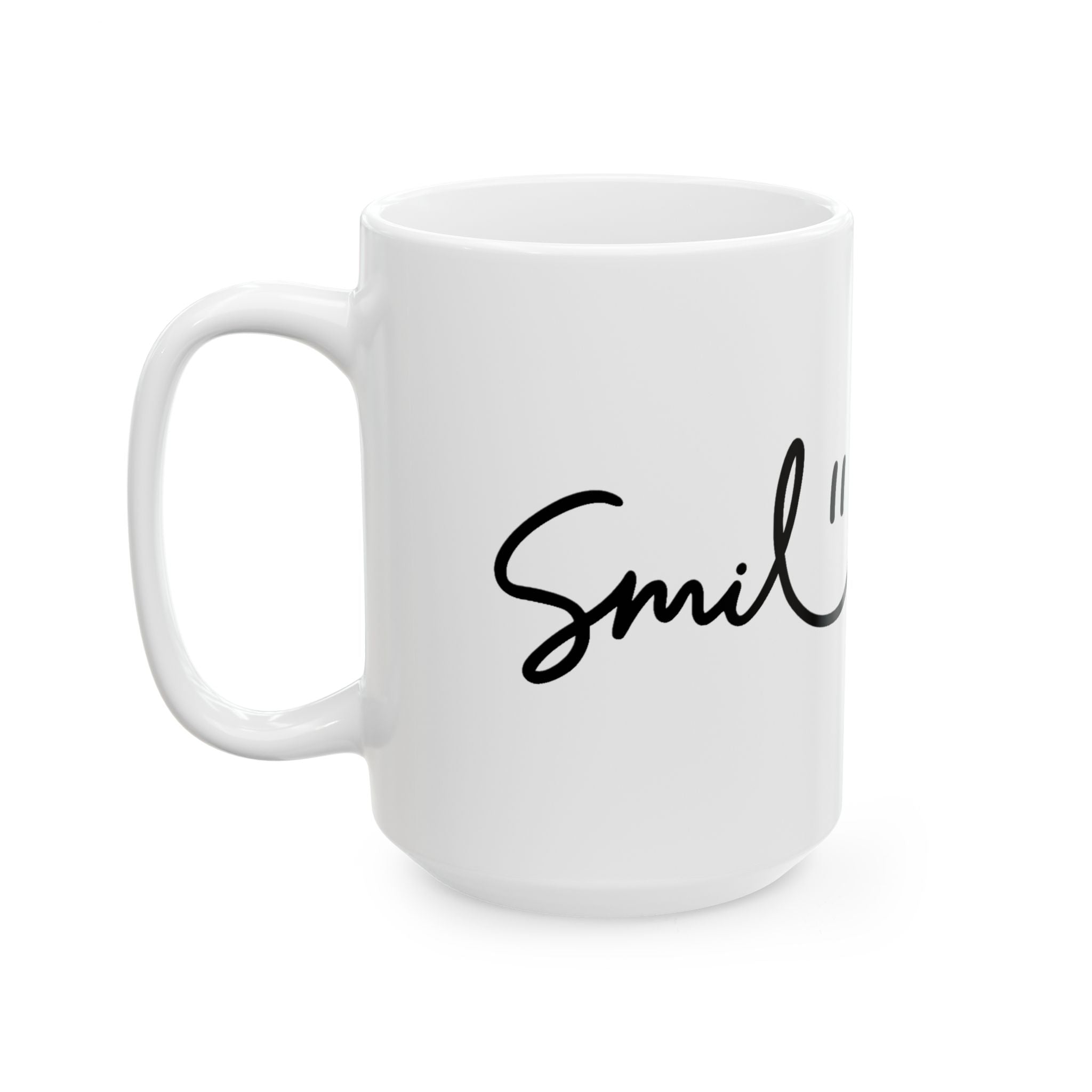 White/Black Smile Ceramic Coffee Mug - 11oz & 15oz