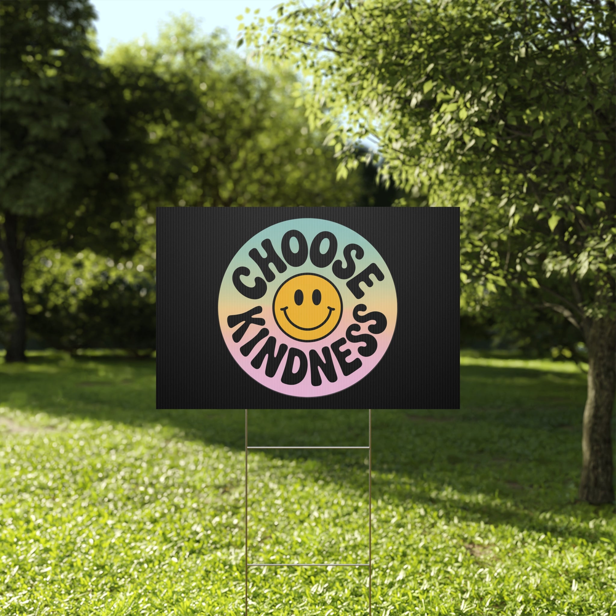 Black Joyful Choose Kindness Plastic Yard Sign