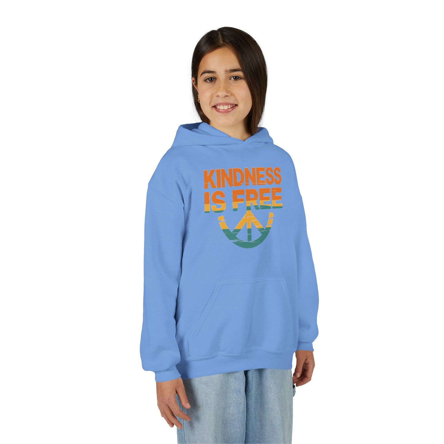 Kindness Is Free Youth Hoodie - Inspirational Heavy Blend Sweatshirt