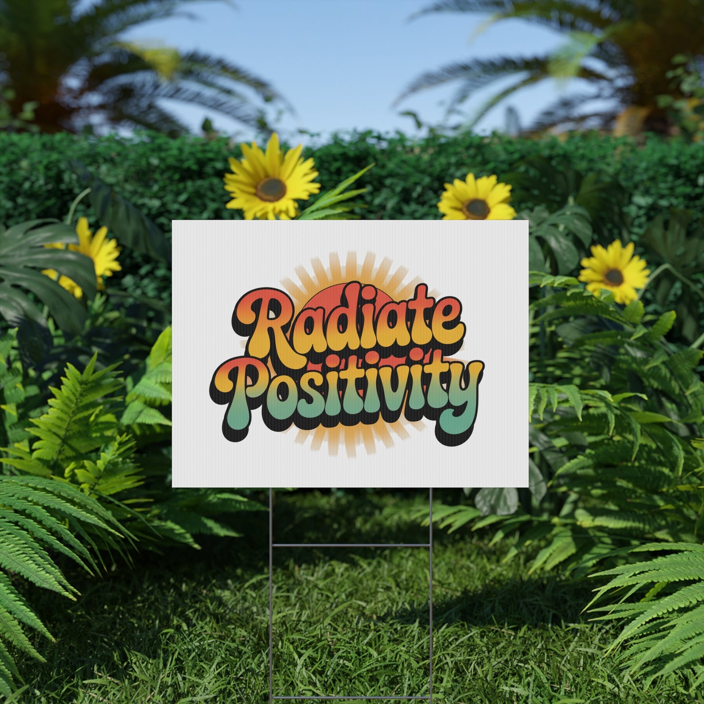 White Radiate Positivity Yard Sign