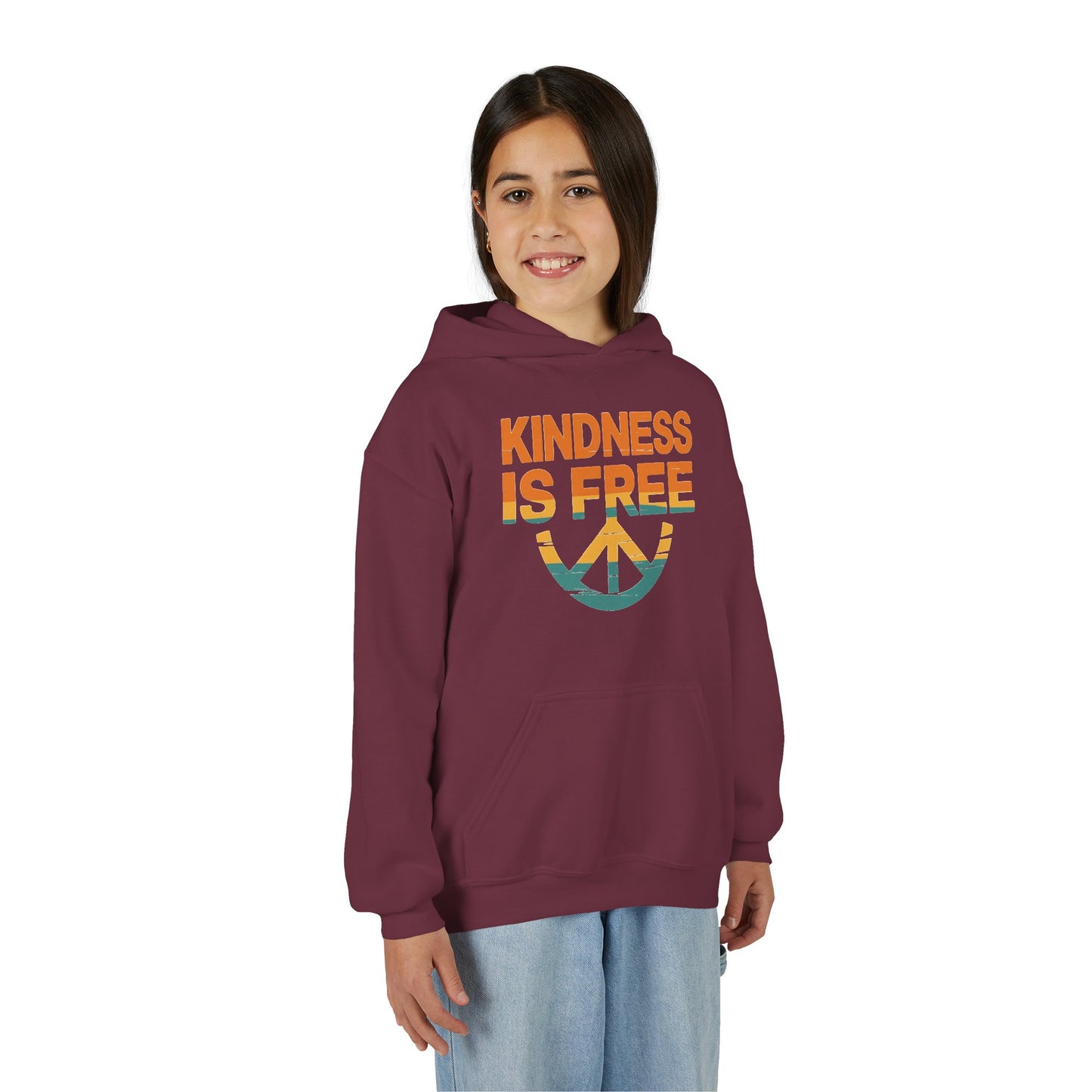 Kindness Is Free Youth Hoodie - Inspirational Heavy Blend Sweatshirt