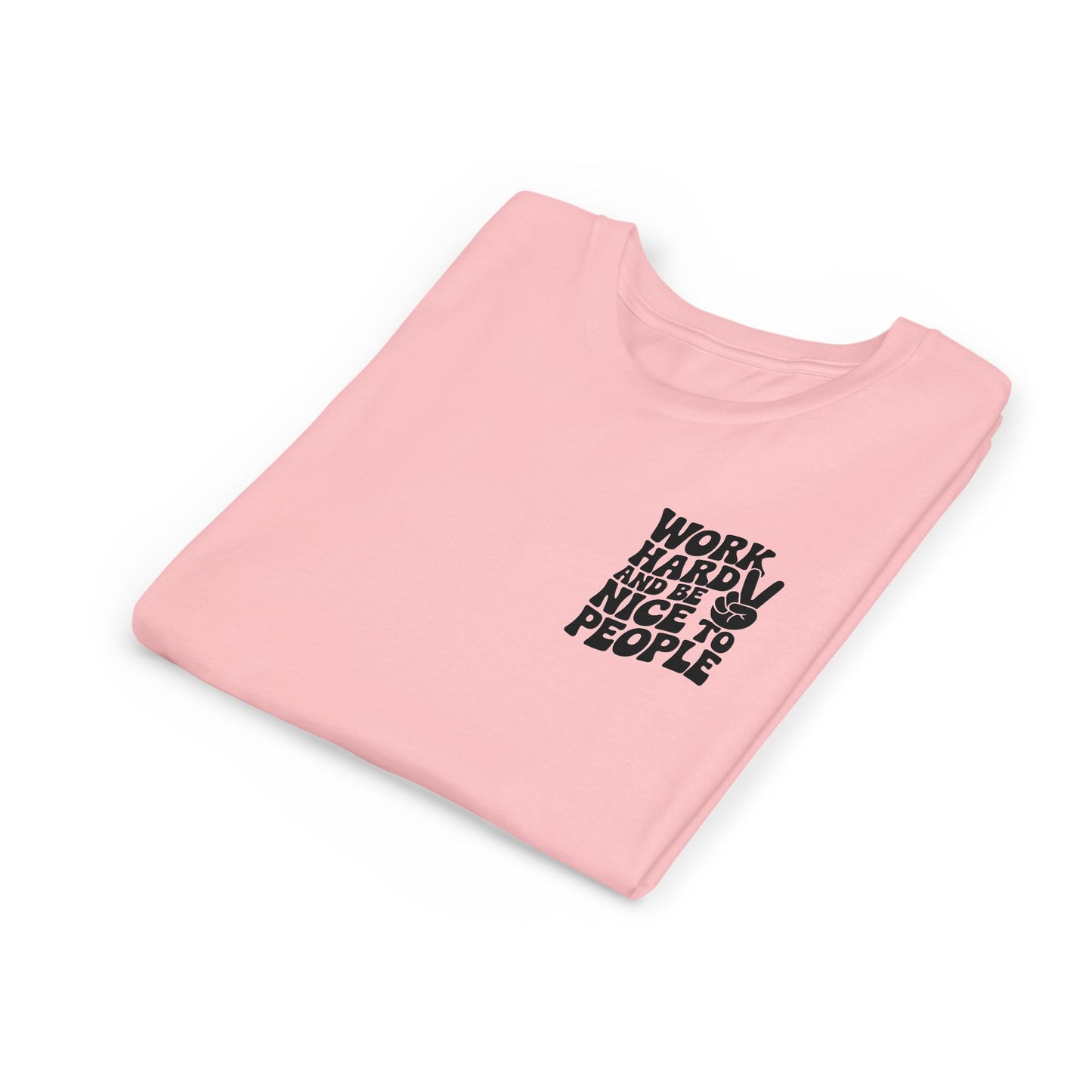 Youth Tee – "Work Hard and Be Nice to People" Retro Peace Sign Kids T‑Shirt