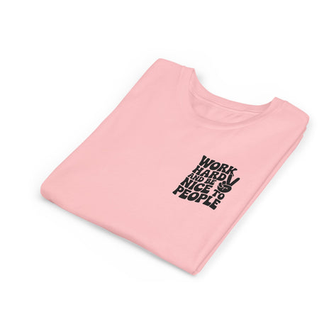 Youth Tee – "Work Hard and Be Nice to People" Retro Peace Sign Kids T‑Shirt