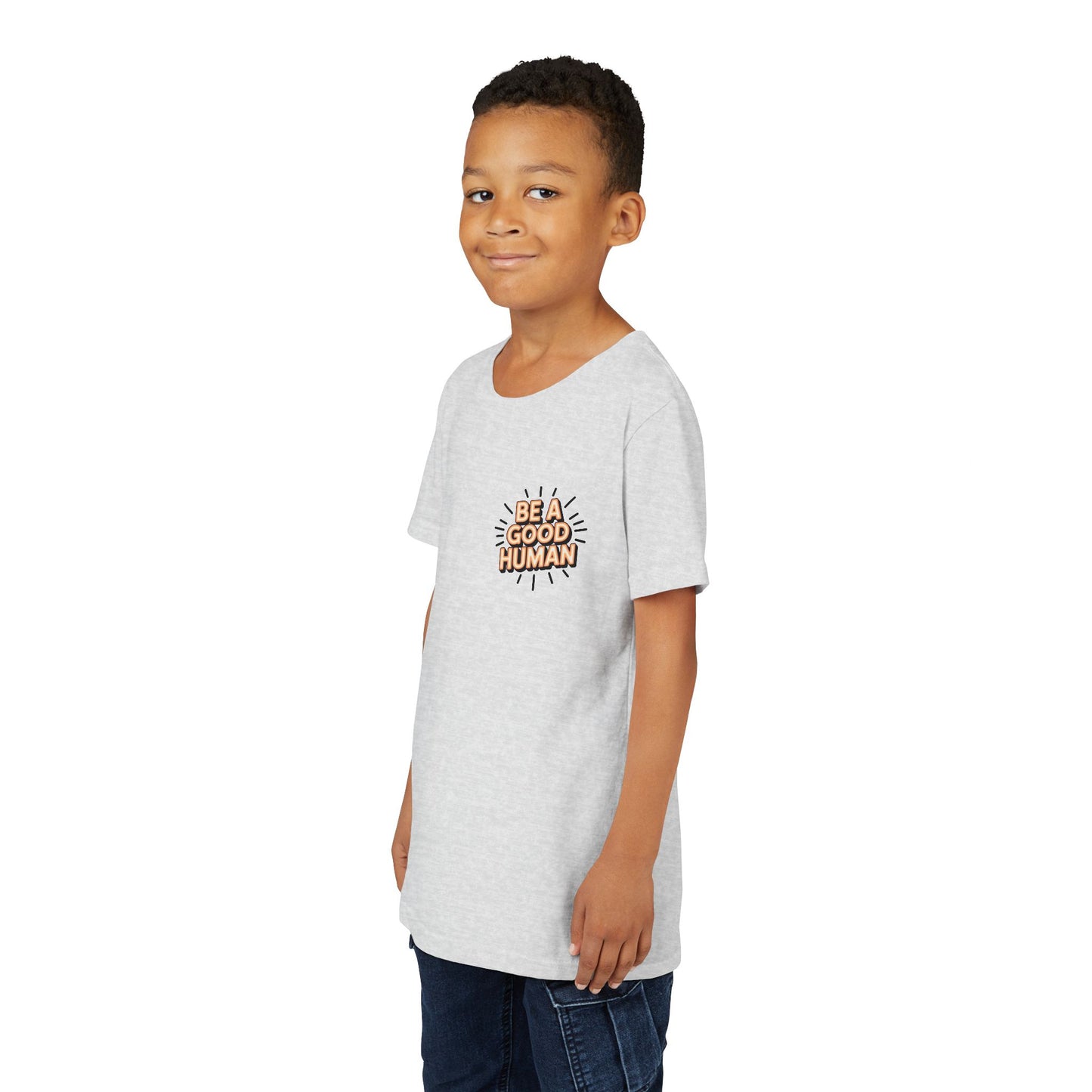 Youth Tee — "Be A Good Human" Positive Message Kids T-Shirt