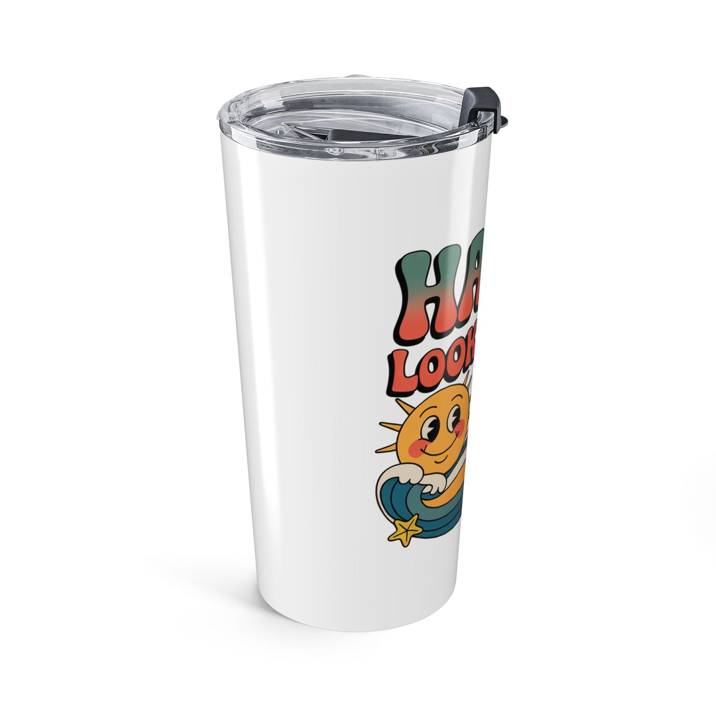 20oz Tumbler — "Happy Looks Good on You" Retro Smile Travel Cup