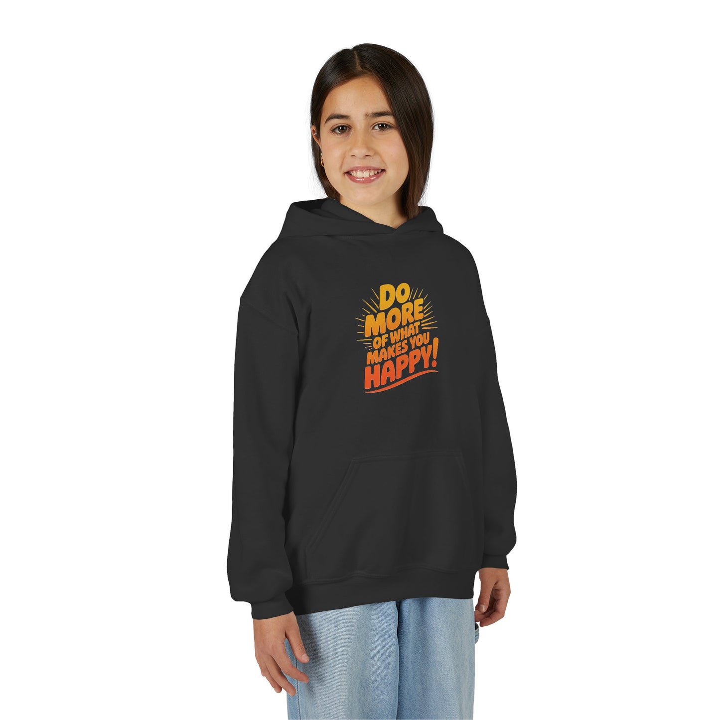 Youth Hoodie — "Do More of What Makes You Happy" Positive Graphic