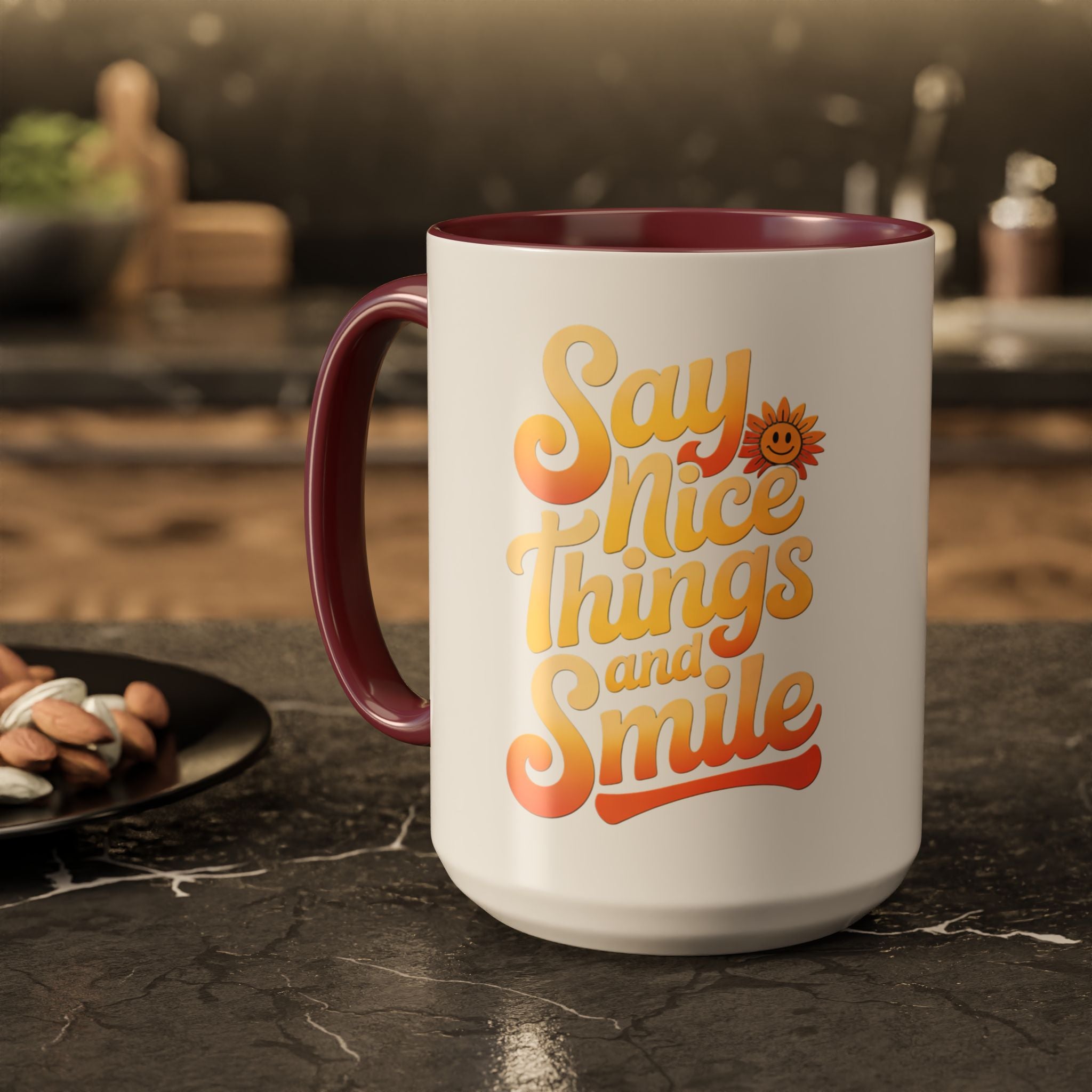 Positive Vibes Colorful Mug - Say Nice Things and Smile, 11oz & 15oz