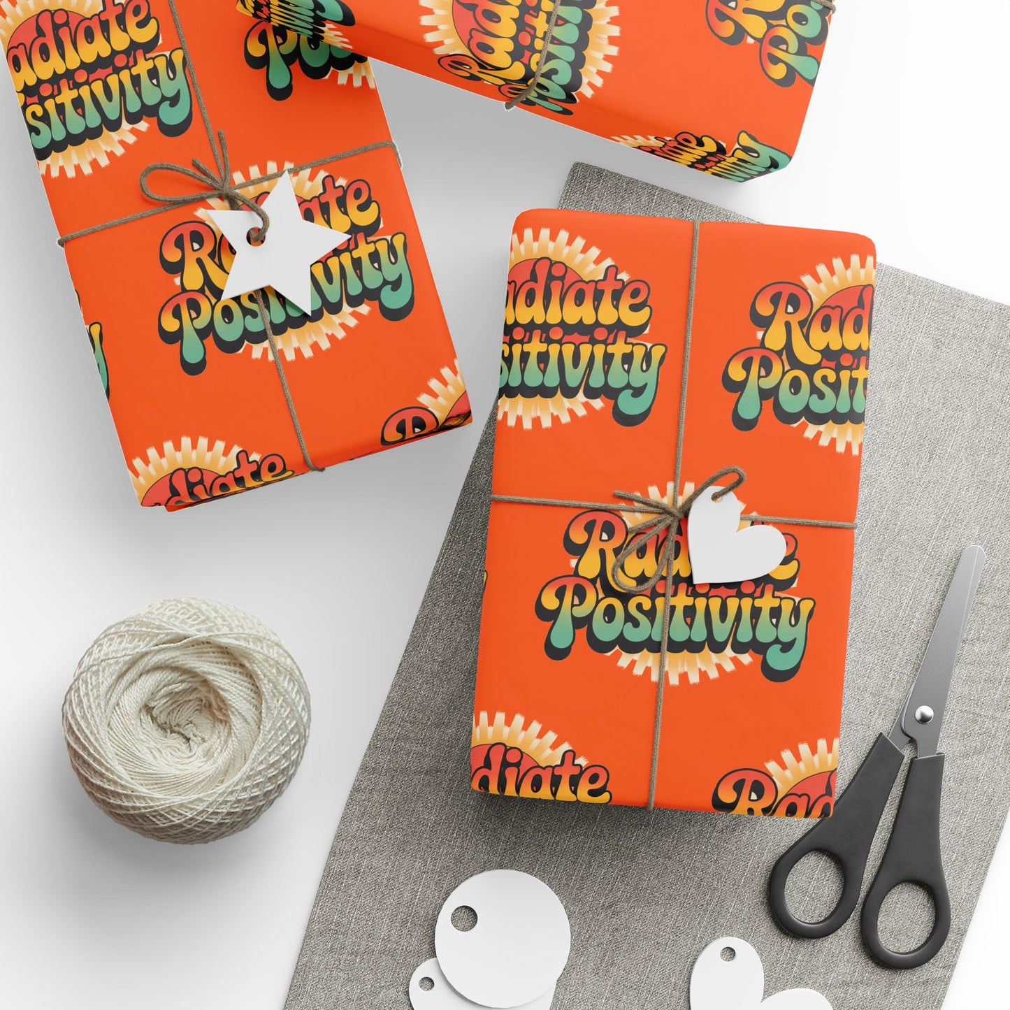 Orange Radiate Positivity Wrapping Paper for Celebrations