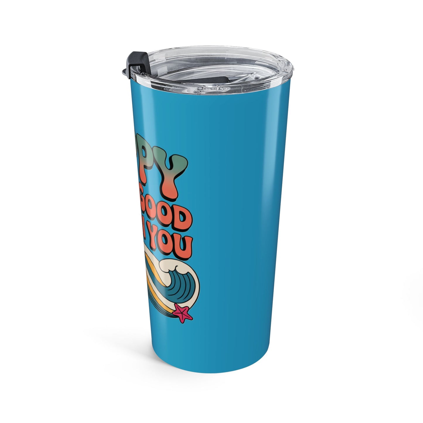 20oz Tumbler — "Happy Looks Good on You" Retro Smile Travel Cup