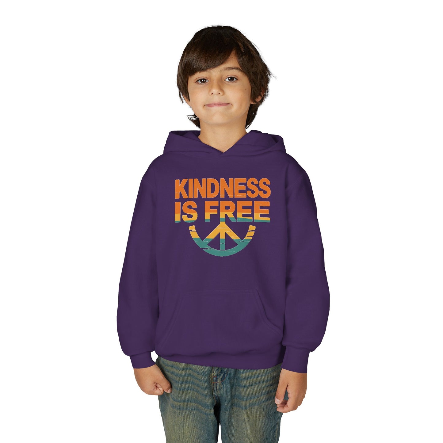 Kindness Is Free Youth Hoodie - Inspirational Heavy Blend Sweatshirt
