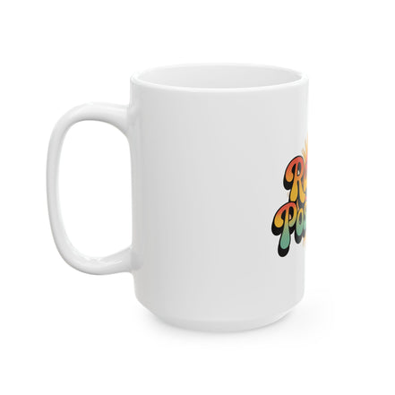 White Radiate Positivity Ceramic Coffee Mug,  11oz & 15oz