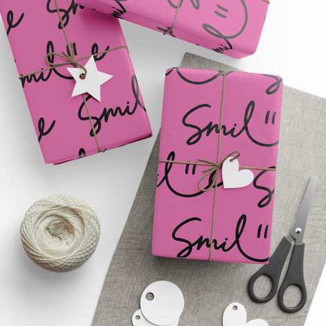 Light Pink/Black Smile Stylish Gift Wrapping Paper for Any Occasion