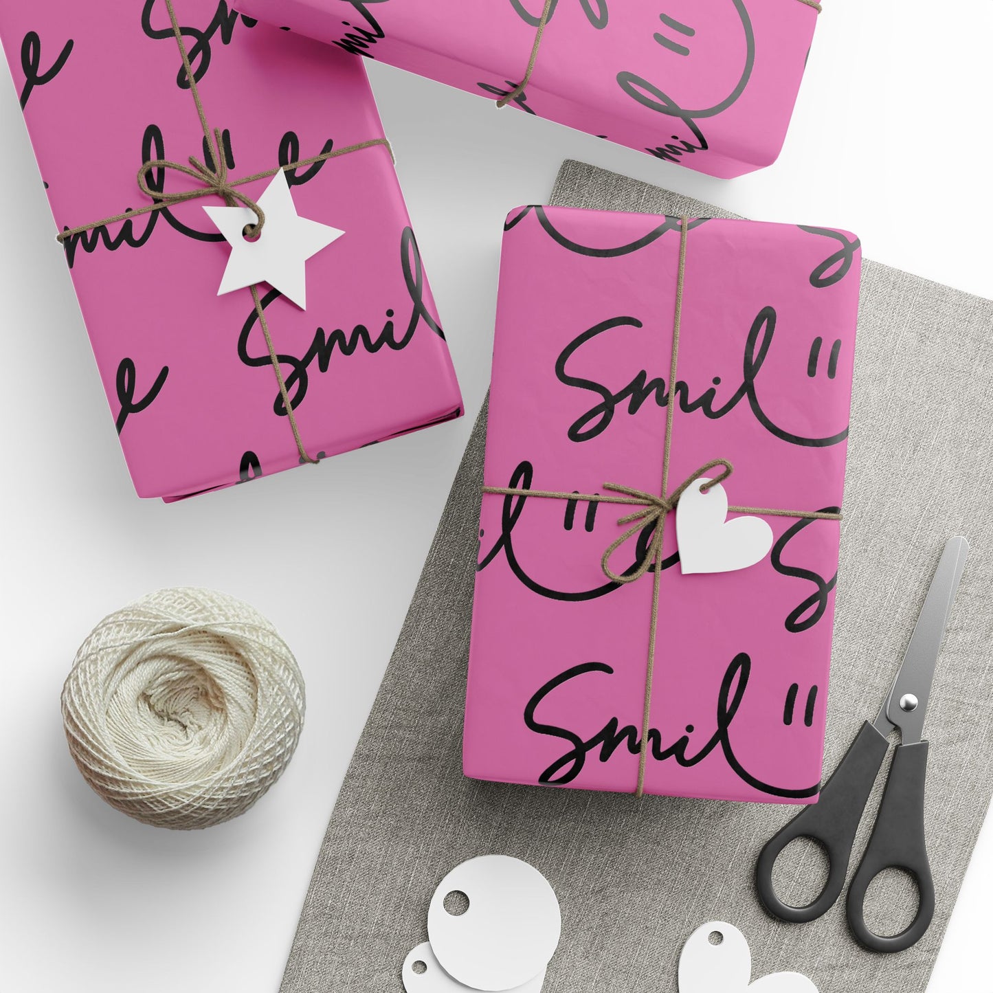 Light Pink/Black Smile Stylish Gift Wrapping Paper for Any Occasion