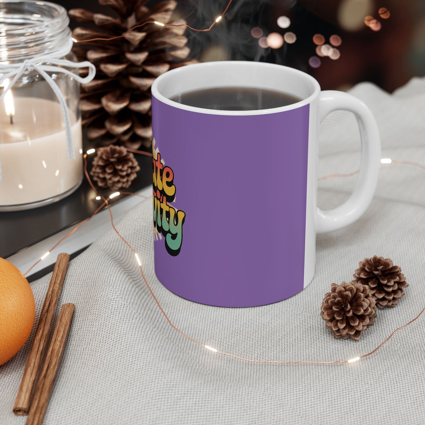 Light Purple Radiate Positivity Ceramic Coffee Mug,  11oz & 15oz