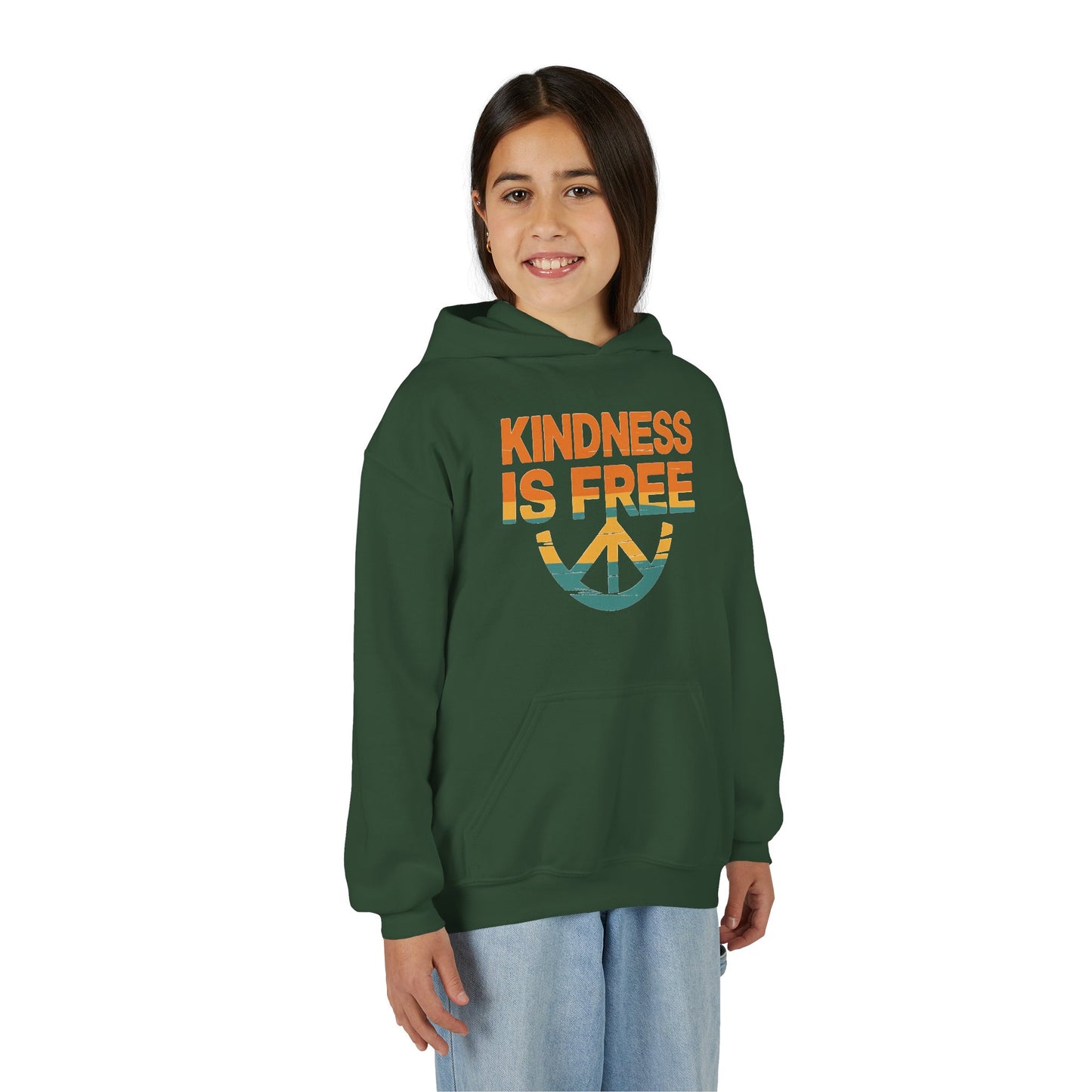 Kindness Is Free Youth Hoodie - Inspirational Heavy Blend Sweatshirt