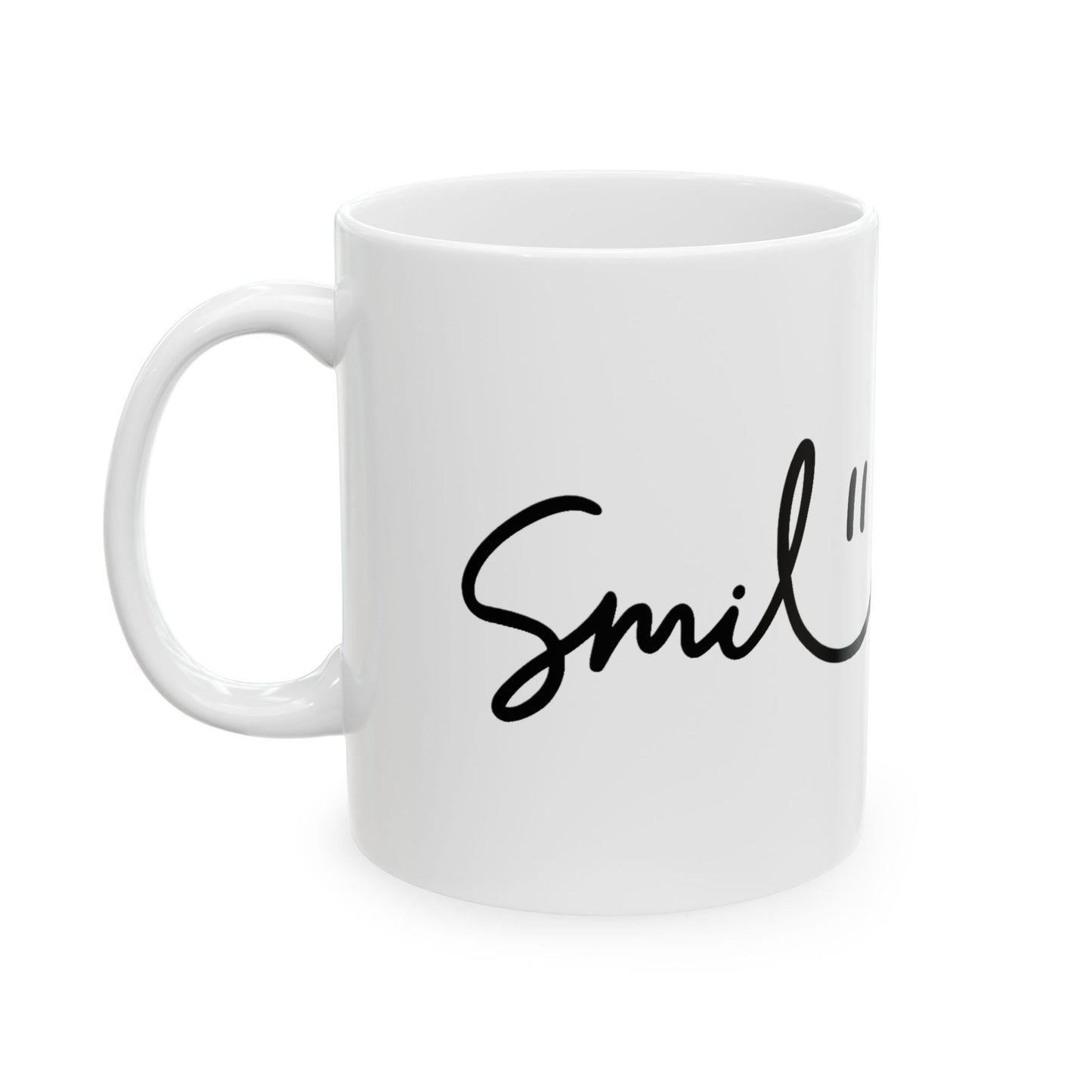 White/Black Smile Ceramic Coffee Mug - 11oz & 15oz