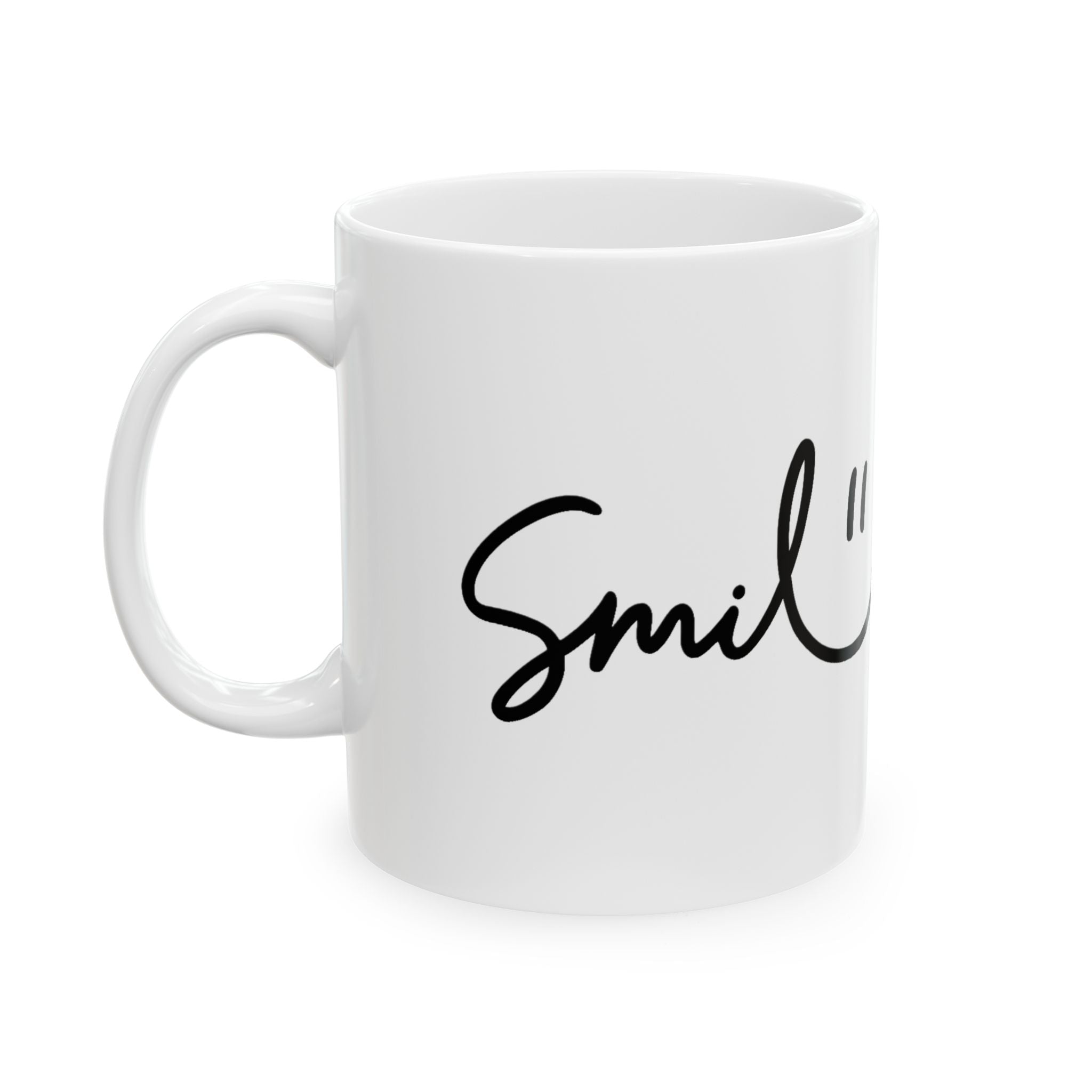 White/Black Smile Ceramic Coffee Mug - 11oz & 15oz