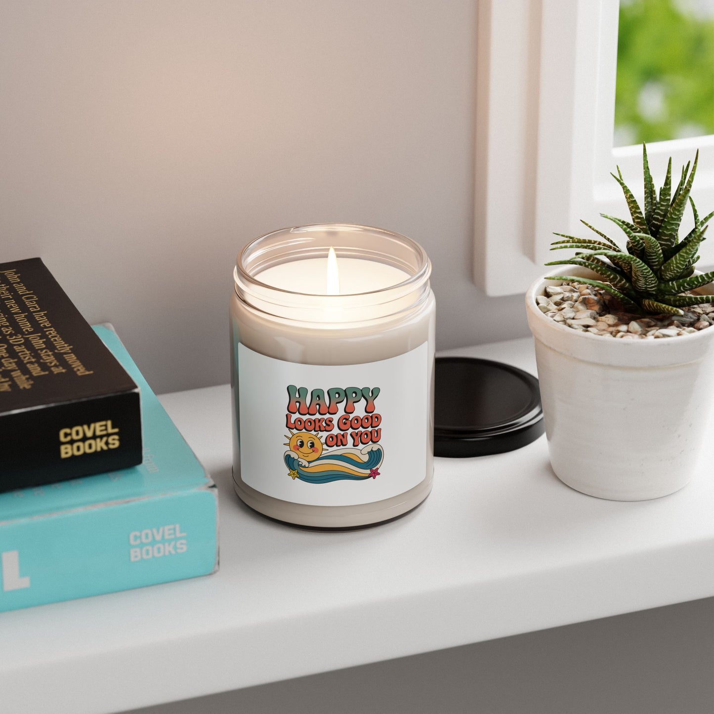 Soy Candle — "Happy Looks Good On You" Retro Scented Candle (9oz)